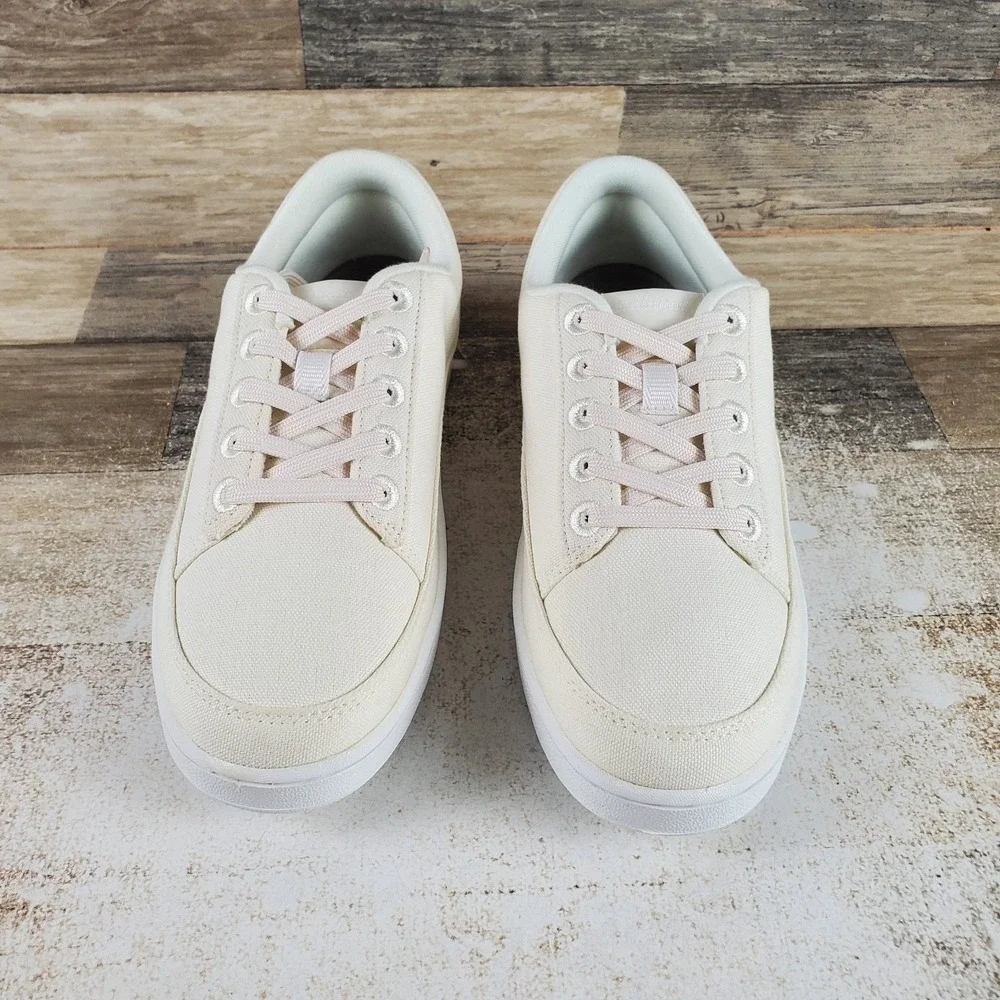 Allbirds Canvas Pacer Women Shoes Sz 8 W Natural White Blizzard Lace Up Sneakers